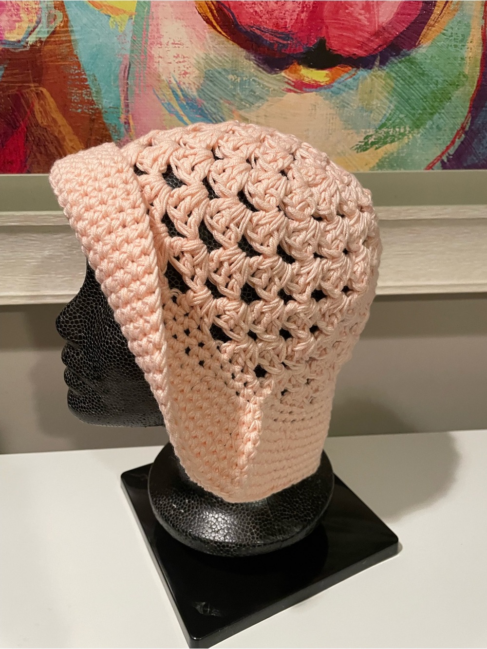 Crochet Bucket Hat in Soft Peach